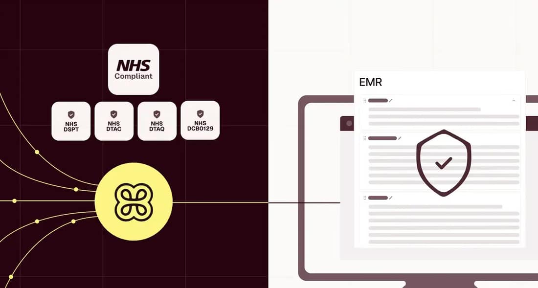 Heidi’s NHS compliance certifications feeding into an electronic medical record